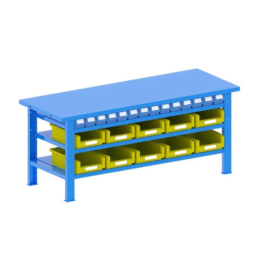 [048250] Banco de trabajo desmontable con encimera de acero - Dim.: 2000x750x840h mm - Azul ral 5012