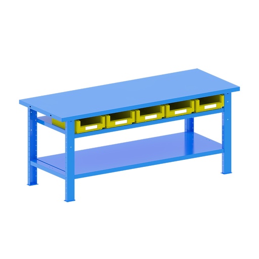 [048252] Banco de trabajo desmontable con encimera de acero - Dim.: 2000x750x840h mm - Azul ral 5012