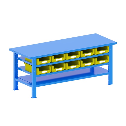 [048253] Banco de trabajo desmontable con encimera de acero - Dim.: 2000x750x840h mm - Azul ral 5012