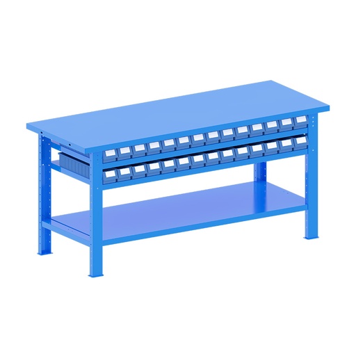 [048267] Banco de trabajo desmontable con encimera de acero - Dim.: 2000x750x940h mm - Azul ral 5012