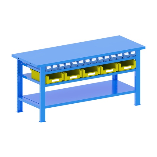 [048269] Banco de trabajo desmontable con encimera de acero - Dim.: 2000x750x940h mm - Azul ral 5012