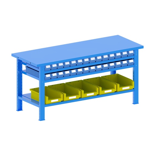 [048270] Banco de trabajo desmontable con encimera de acero - Dim.: 2000x750x940h mm - Azul ral 5012