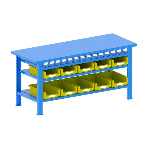 [048271] Banco de trabajo desmontable con encimera de acero - Dim.: 2000x750x940h mm - Azul ral 5012
