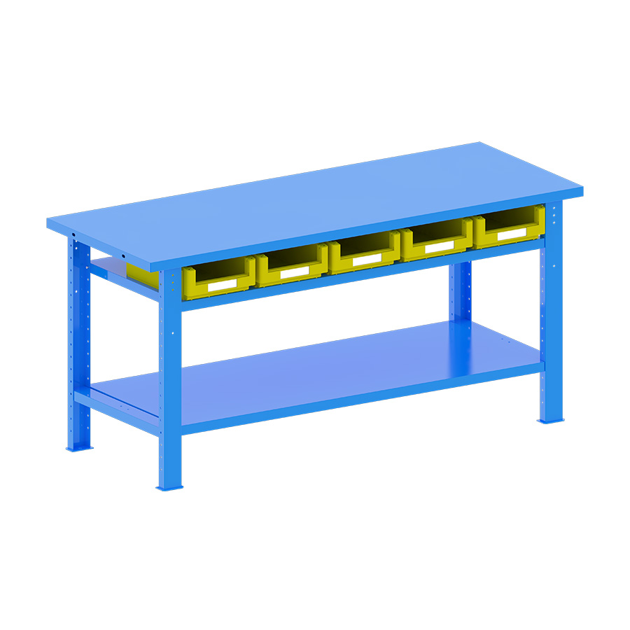 [048273] Banco de trabajo desmontable con encimera de acero - Dim.: 2000x750x940h mm - Azul ral 5012