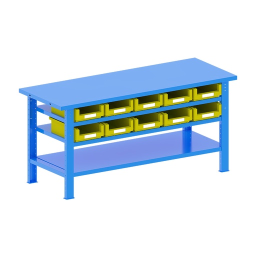 [048274] Banco de trabajo desmontable con encimera de acero - Dim.: 2000x750x940h mm - Azul ral 5012