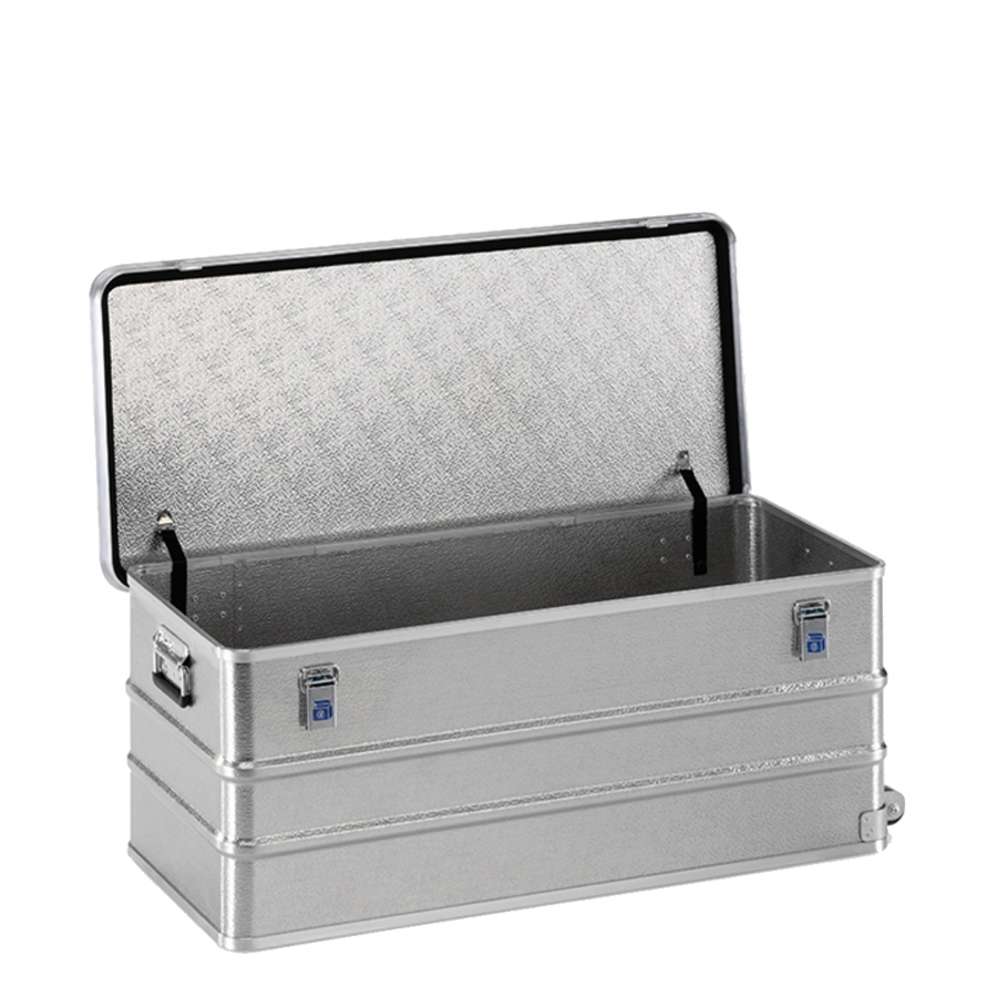 [048364] Arcón de aluminio con tapa, cierres de palanca, asas integradas y ruedas - Dim.: 950x385x373h mm - Aluminio