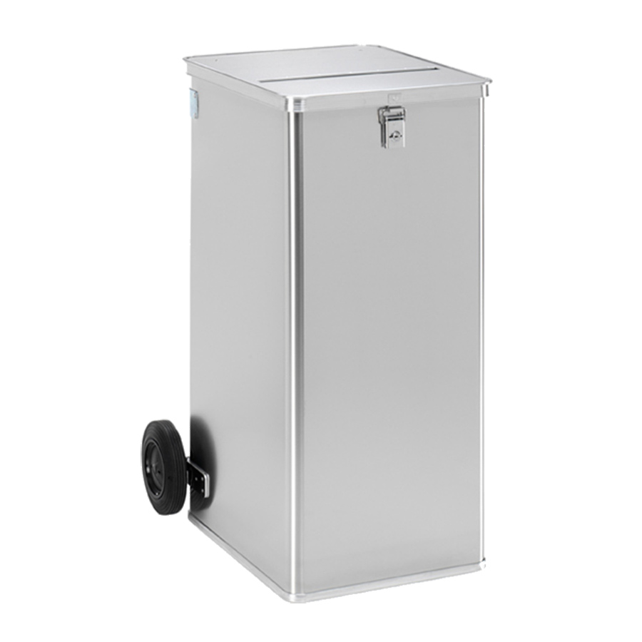 [048368] Basurera de seguridad de 240 l. con ruedas y ranura - Dim.: 575x690x1010h mm - Aluminio