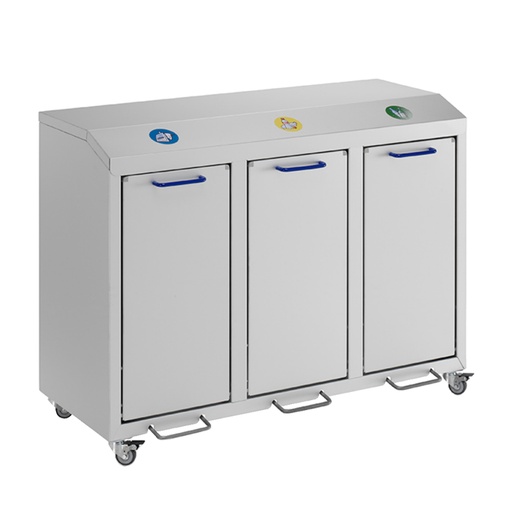 [048401] Basurera móvil para la recogida selectiva de residuos  - Dim.: 1070x490x800h mm - Aluminio