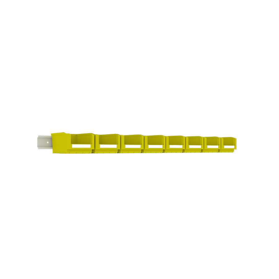 [048560] Perfil metálico porta contenedores para fijación a pared y 8 contenedores - Dim.: 970x50h mm - Gris ral 7035
