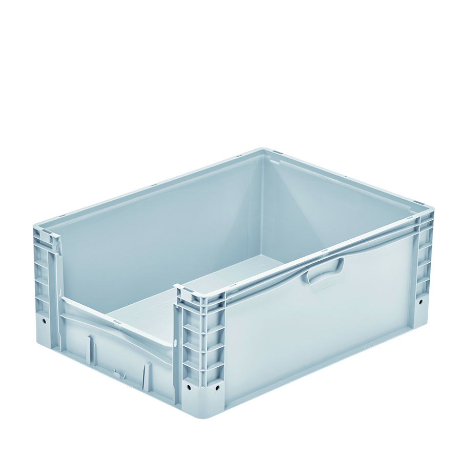[048569] Contenedor plástico Basicline Plus con ventana en un lado corto - Dim.: 800x600x320h mm - Gris