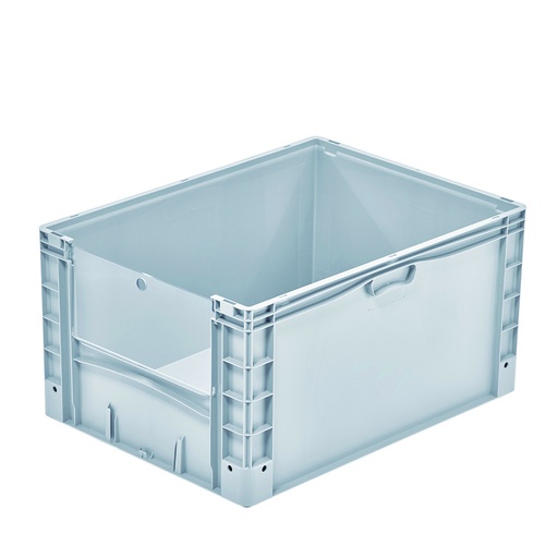 [048572] Contenedor plástico Basicline Plus con ventana en un lado corto con tapa - Dim.: 800x600x420h mm - Gris