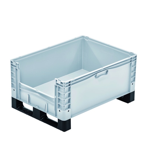 [048582] Contenedor plástico Basicline Plus con ventana y patines - Dim.: 800x600x420h mm - Gris