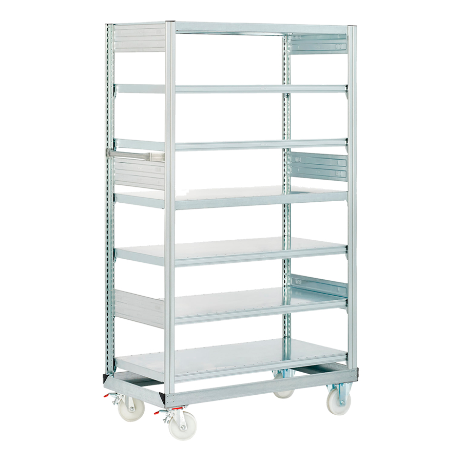[048735] Estantería industrial móvil con 7 estantes planos de carga 100 kg - Dim.: 1068x533x1815h mm - Galvanizado
