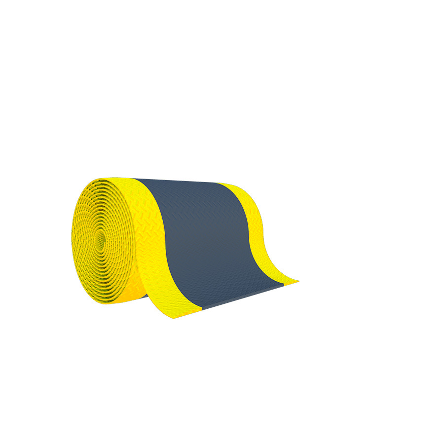 [048754] Rollo de alfombra antifatiga de alto rendimiento - Dim.: 0,61x22,9 m - Negro y amarillo