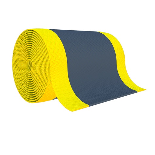 [048754] Rollo de alfombra antifatiga de alto rendimiento - Dim.: 0,61x22,9 m - Negro y amarillo