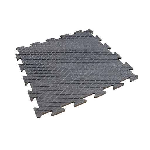 [048869] Loseta de caucho de alta resistencia con superficie rallada - Dim.: 1000x1000x18h mm - Negro