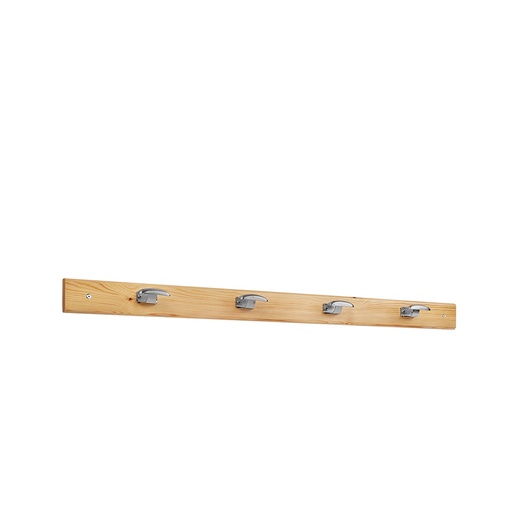 [048871] Colgador de madera pino para fijar a pared con 4 ganchos - Dim.: 1000 mm - Madera