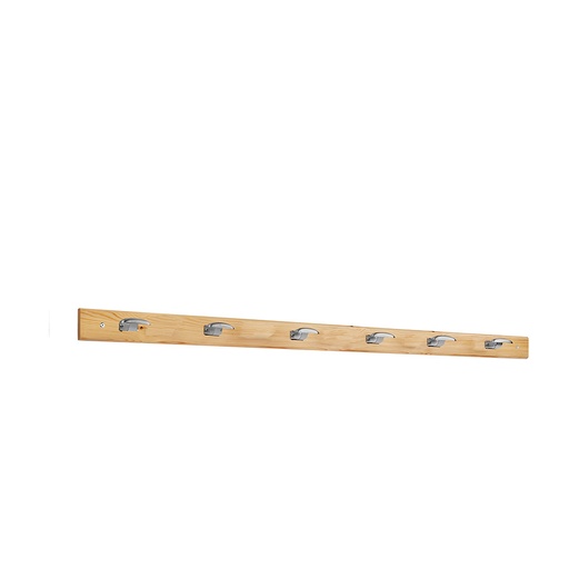 [048873] Colgador de madera pino para fijar a pared con 6 ganchos - Dim.: 1500 mm - Madera