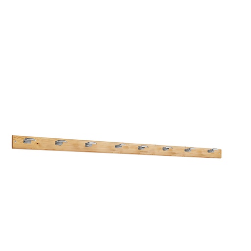 [048874] Colgador de madera pino para fijar a pared con 8 ganchos - Dim.: 2000 mm - Madera