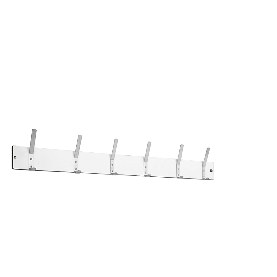 [048879] Colgador de resina fenólica para fijar a pared con 6 ganchos - Dim.: 1500 mm - Gris claro