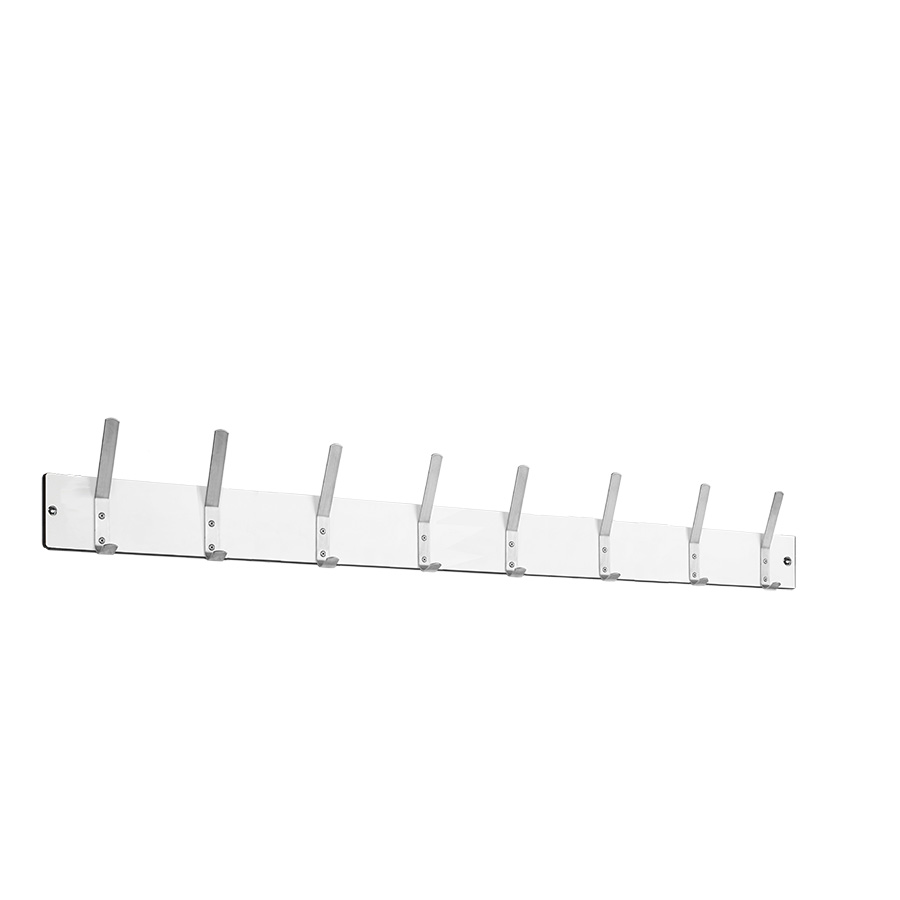 [048880] Colgador de resina fenólica para fijar a pared con 8 ganchos - Dim.: 2000 mm - Gris claro