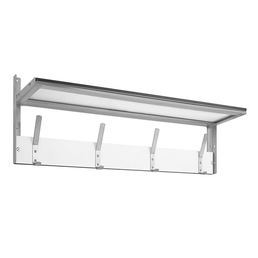[048881] Colgador de resina fenólica para fijar a pared con 4 ganchos y repisa - Dim.: 1000 mm - Gris claro / Gris ral 7035