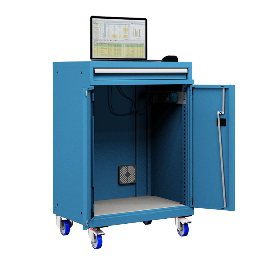 [048906] Armario para ordenador portátil con ruedas - Dim.: 717x595x1128h mm - Azul ral 5012