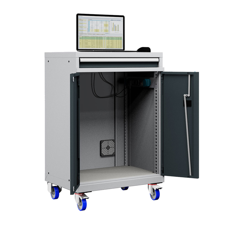 [048908] Armario para ordenador portátil con ruedas - Dim.: 717x595x1128h mm - Gris ral 7035 y gris ral 7016