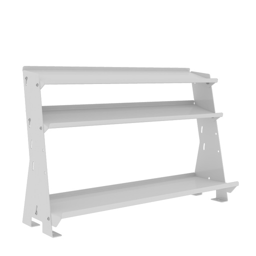 [048928] Expositor metálico para contenedores con 3 estantes inclinados - Dim.: 640x220x420h mm - Gris ral 7035