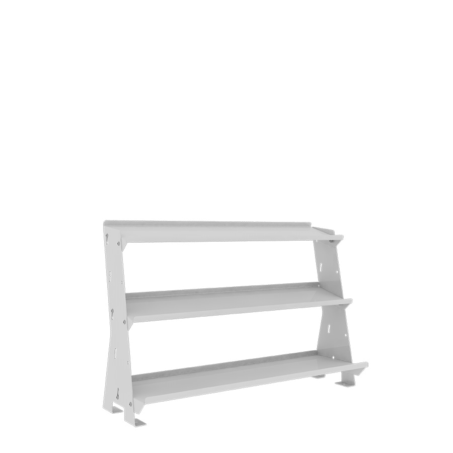 [048929] Expositor metálico para contenedores con 3 estantes inclinados - Dim.: 640x220x420h mm - Gris ral 7035