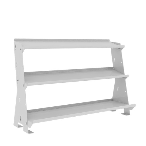 [048929] Expositor metálico para contenedores con 3 estantes inclinados - Dim.: 640x220x420h mm - Gris ral 7035