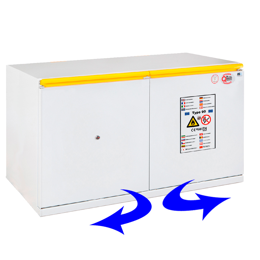 [049020] Armario ignífugo con resistencia al fuego de 90 minutos con doble puerta batiente - Dim.: 890x520x620h mm - Gris ral 7035