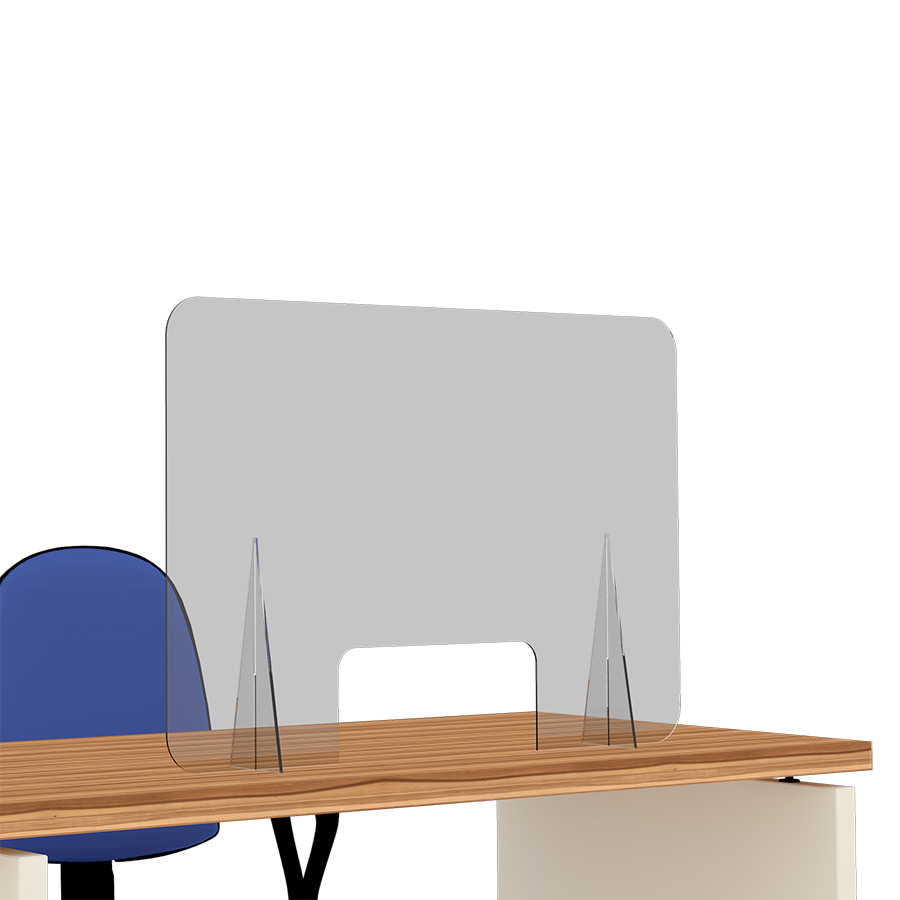 [049078] Mampara transparente de protección para mostrador con ventanilla - Dim.: 900x100x600h mm - Plástico transparente