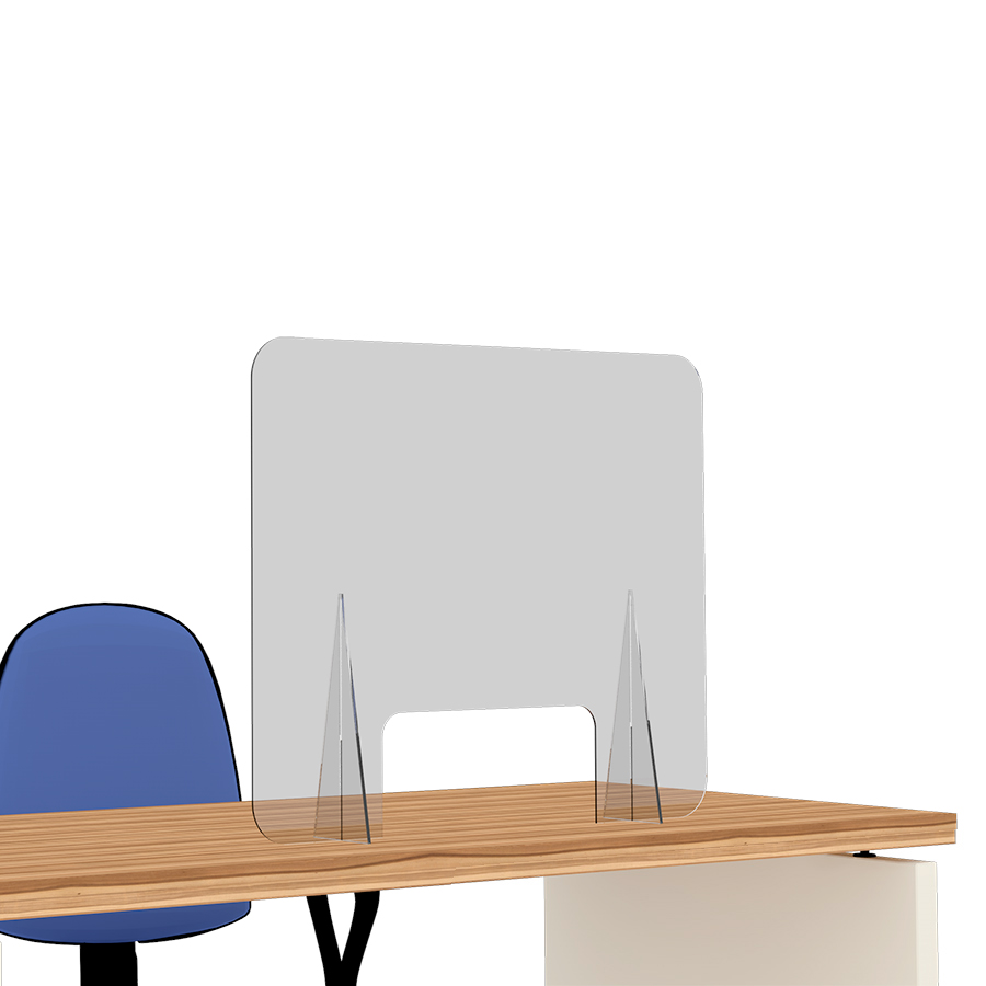 [049079] Mampara transparente de protección para mostrador con ventanilla - Dim.: 740x100x600h mm - Plástico transparente