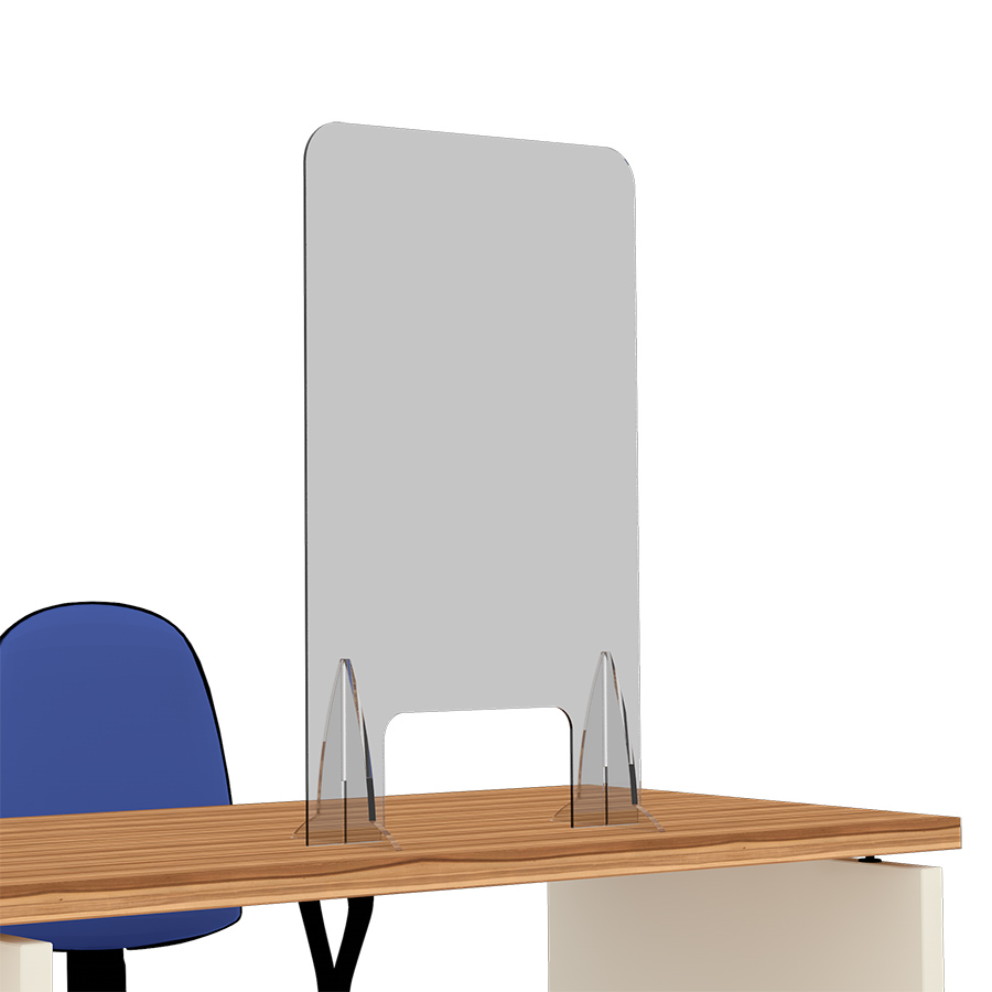 [049088] Mampara transparente de protección para mostrador con ventanilla - Dim.: 530x150x850h mm - Plástico transparente