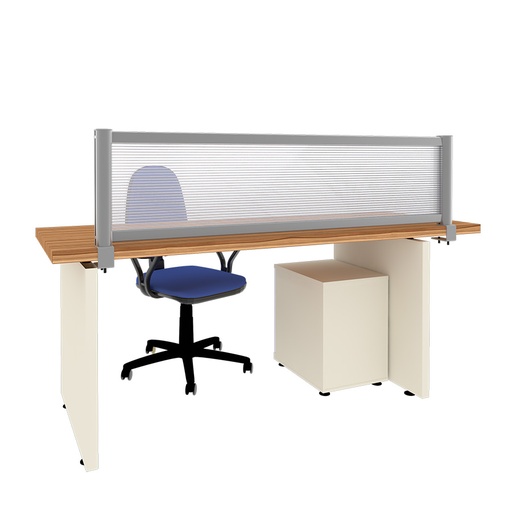 [049089] Mampara separadora de sobremesa con panel transparente - Dim.: 1600x60x400h mm - Aluminio y policarbonato