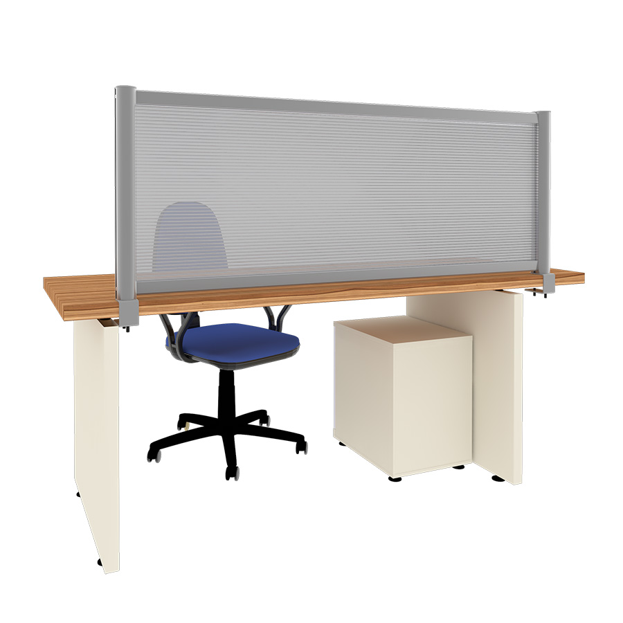 [049091] Mampara separadora de sobremesa con panel translúcido - Dim.: 1600x60x600h mm - Aluminio y policarbonato