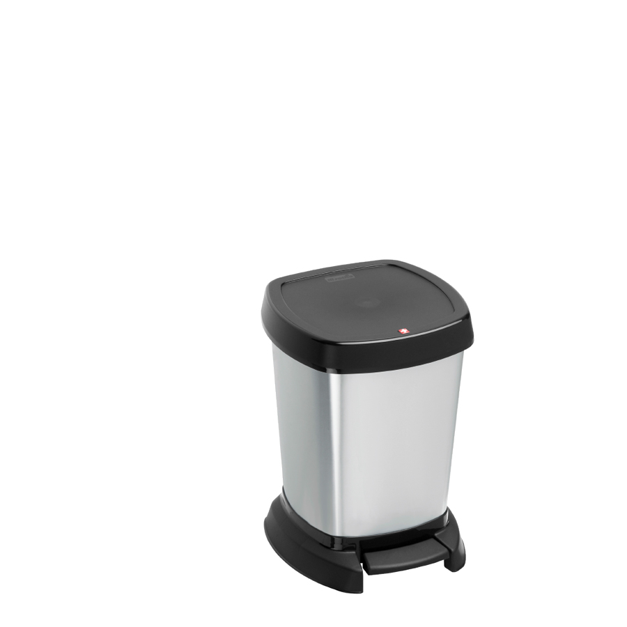 [049093] Papelera de plástico con tapa de apertura mediante pedal y 6 lts. - Dim.: 230x220x290h mm - Gris metalizado