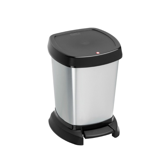 [049093] Papelera de plástico con tapa de apertura mediante pedal y 6 lts. - Dim.: 230x220x290h mm - Gris metalizado