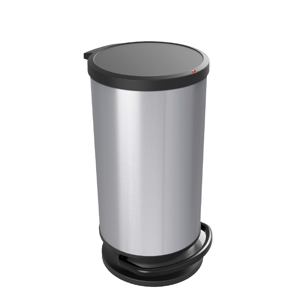 [049095] Papelera de plástico con tapa de apertura mediante pedal y 30 lts. - Dim.: 357x302x592h mm - Gris metalizado