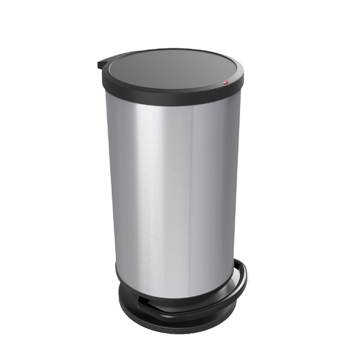 [049095] Papelera de plástico con tapa de apertura mediante pedal y 30 lts. - Dim.: 357x302x592h mm - Gris metalizado