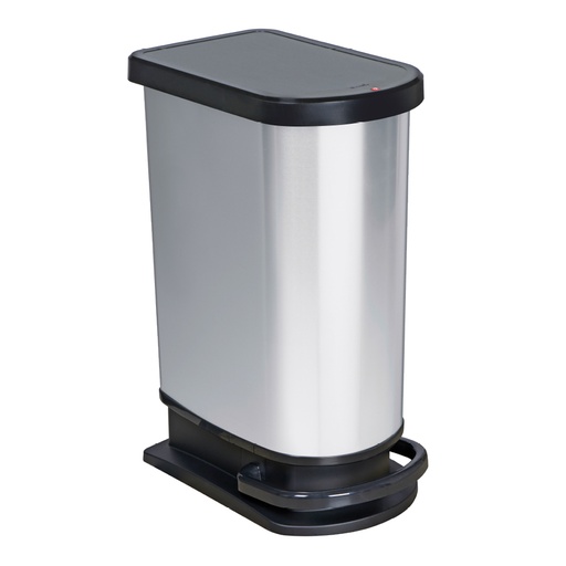 [049096] Papelera de plástico con tapa de apertura mediante pedal y 50 lts. - Dim.: 440x290x670h mm - Gris metalizado