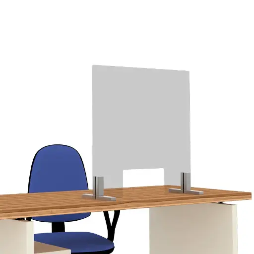 [049108] Mampara de cristal para mostrador con ventanilla - Dim.: 700x700x250h mm - Cristal templado