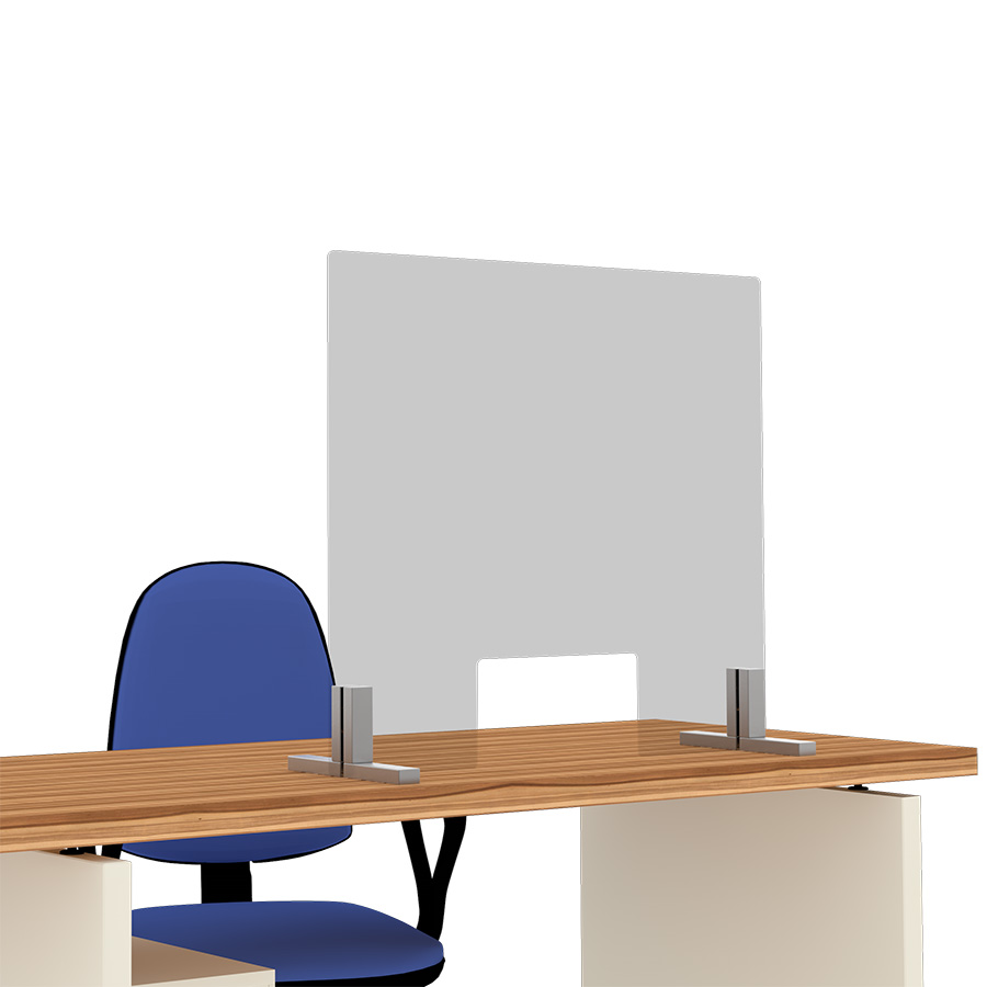 [049109] Mampara de cristal para mostrador con ventanilla - Dim.: 800x700x250h mm - Cristal templado