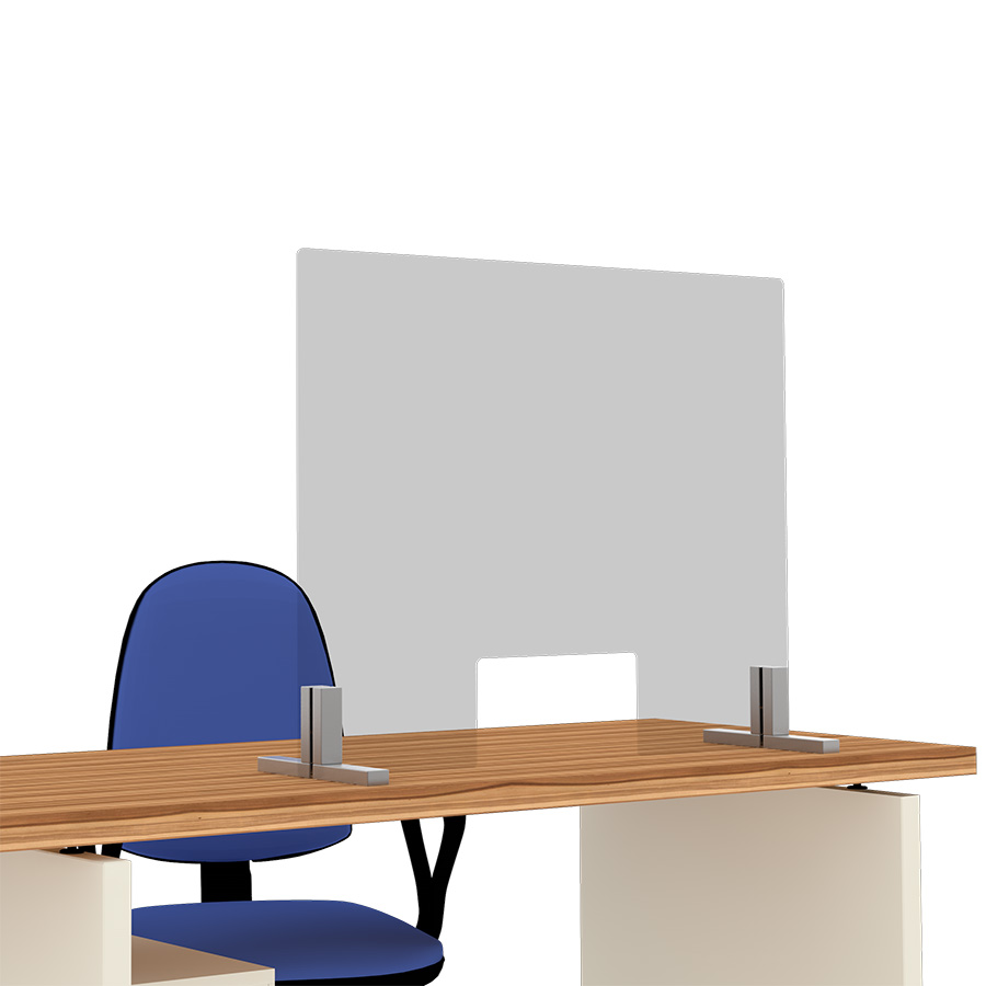 [049110] Mampara de cristal para mostrador con ventanilla - Dim.: 900x700x250h mm - Cristal templado