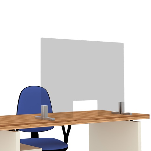 [049111] Mampara de cristal para mostrador con ventanilla - Dim.: 1000x700x250h mm - Cristal templado