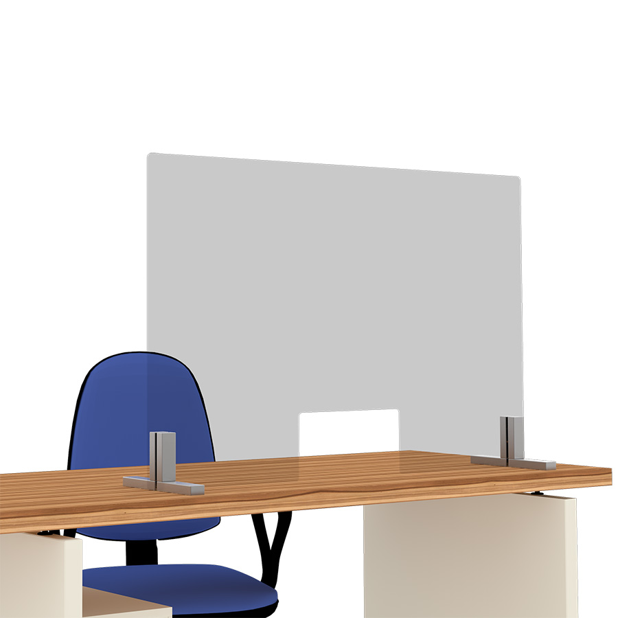 [049112] Mampara de cristal para mostrador con ventanilla - Dim.: 1100x700x250h mm - Cristal templado