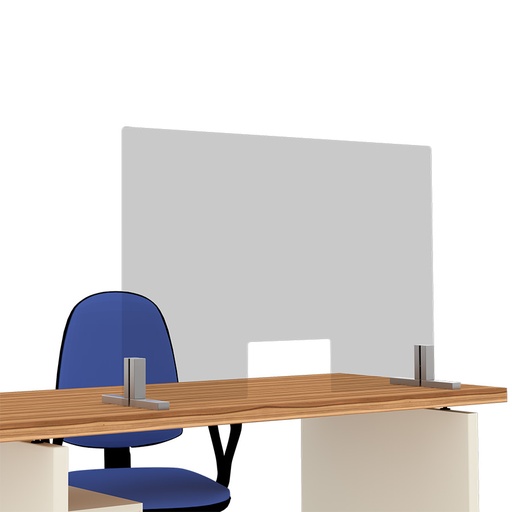 [049112] Mampara de cristal para mostrador con ventanilla - Dim.: 1100x700x250h mm - Cristal templado