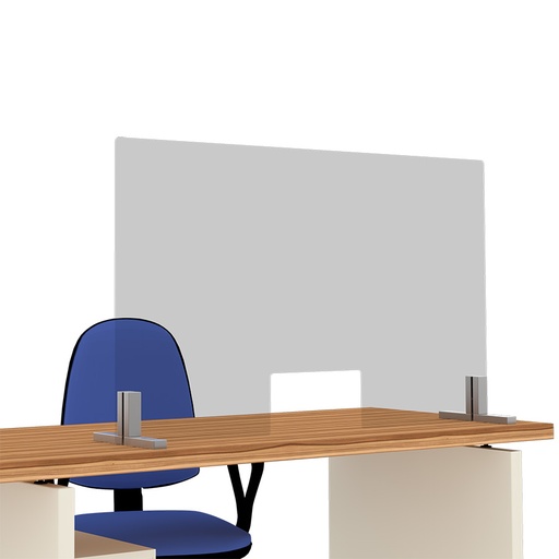 [049113] Mampara de cristal para mostrador con ventanilla - Dim.: 1200x700x250h mm - Cristal templado