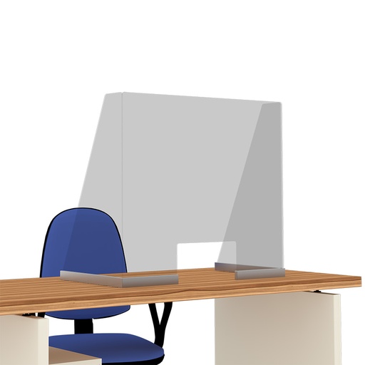 [049115] Mampara de cristal para mostrador con ventanilla y laterales - Dim.: 800x400x700h mm - Cristal templado